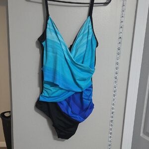 Blue and Black Swimsuit- One‎ Piece
